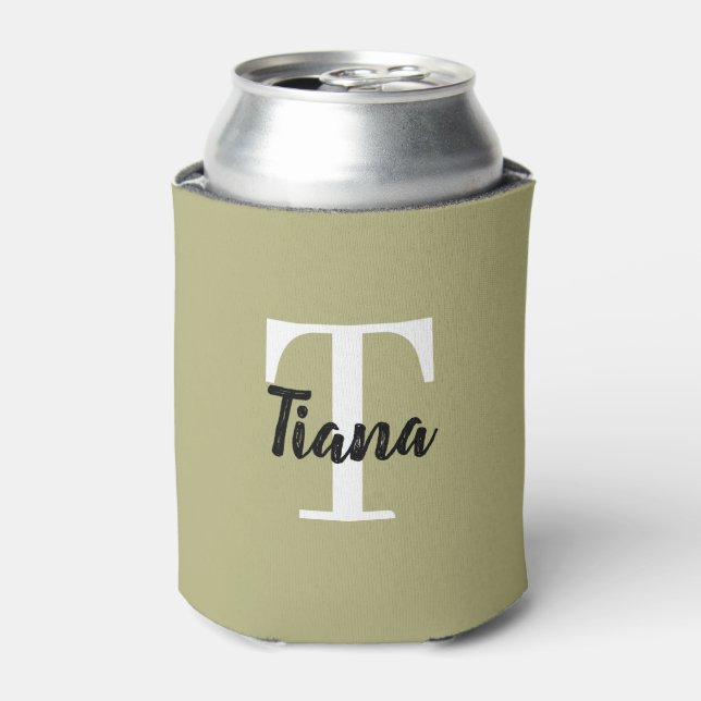 Modern Monogram Name + Initial Can Cooler (Can Front)