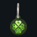 Modern Monogram Name Lucky Clover Peridot Dog Cat Pet ID Tag<br><div class="desc">Modern Monogram Name Lucky Clover Peridot Dog Cat Pet ID tag</div>