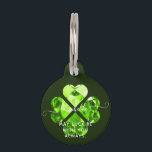 Modern Monogram Name Lucky Clover Peridot Dog Cat Pet ID Tag<br><div class="desc">Modern Monogram Name Lucky Clover Peridot Dog Cat Pet ID tag</div>