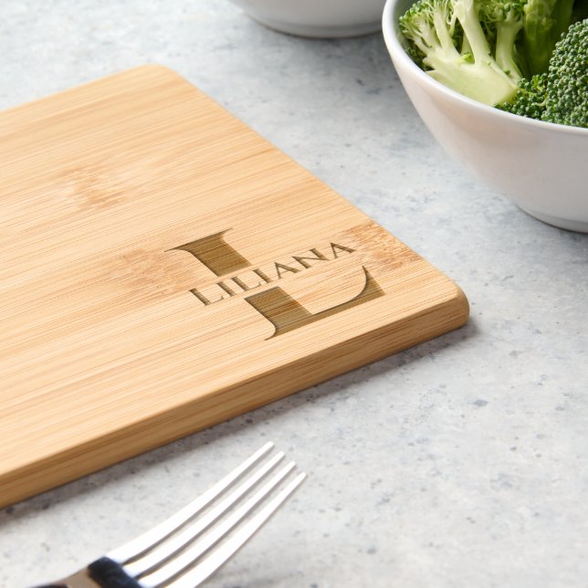 Modern Monogram Name Minimalist Charcuterie Engraved Cutting Board (Kitchen)