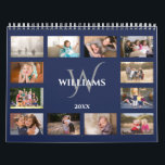 Modern Monogram Name Navy Blue Custom 2024 Photo Calendar<br><div class="desc">Create your own modern custom photo calendar. The chic navy blue cover shows all your photos lining the edges with dark blue separating them and a space in the middle with your name, monogram, and the year in an elegant font. Take your favorite photos and replace the sample images for...</div>