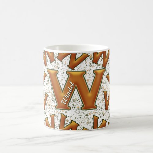 Modern Monogram Name Orange Green Aesthetic Spots Coffee Mug