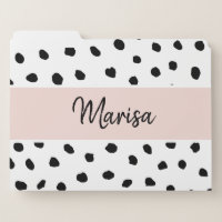 Modern Monogram Name | Pastel Pink & Black Dots