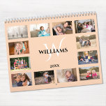 Modern Monogram Name Peach Custom 2025 Photo Calendar<br><div class="desc">Create your own modern custom photo calendar. The chic peach colored cover shows all your photos lining the edges with peach separating them and a space in the middle with your name, monogram, and the year in an elegant font. Take your favorite photos and replace the sample images for each...</div>