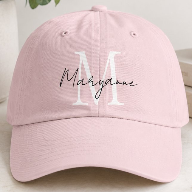 Modern Monogram Name Pink Hat (Creator Uploaded)