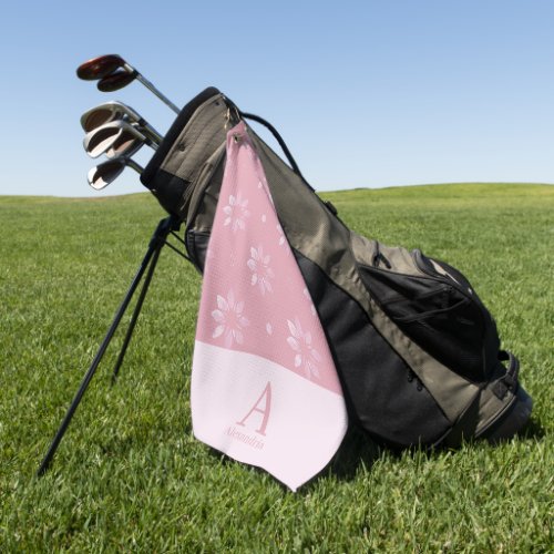 Modern Monogram Name Pink Pattern Golf Towel