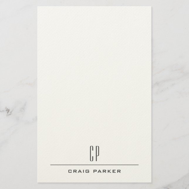 Modern Monogram Name Professional Plain Minimalist Stationery (Front)