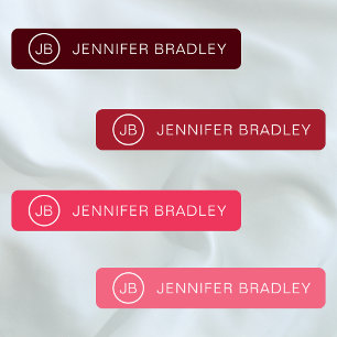 Modern Monogram Name Red Burgundy Pink Labels