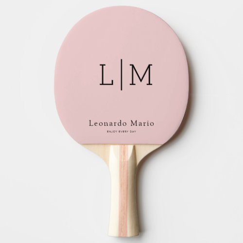 Modern Monogram Name Red Rubber Back Ping Pong Paddle