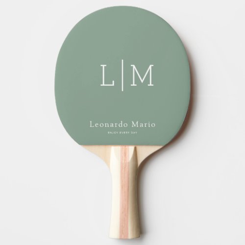 Modern Monogram Name Red Rubber Back Ping Pong Paddle