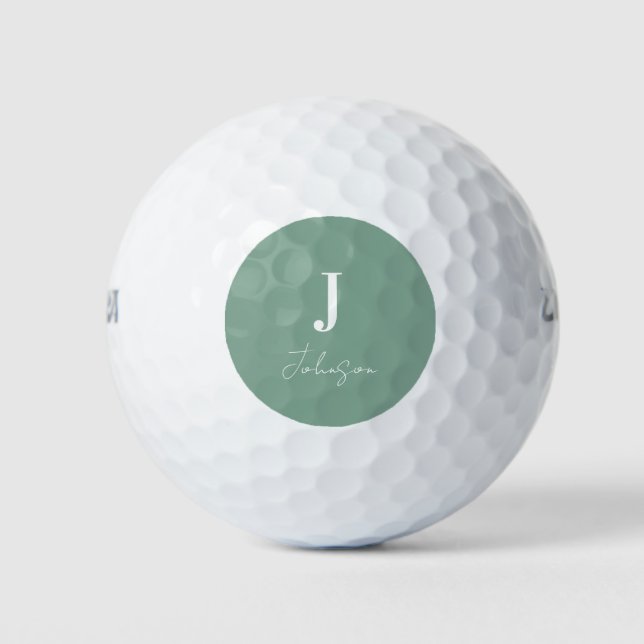 Modern Monogram Name Sage Green Golf Balls (Front)