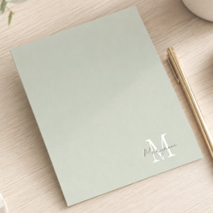 Modern Monogram Name Sage Green Note Card