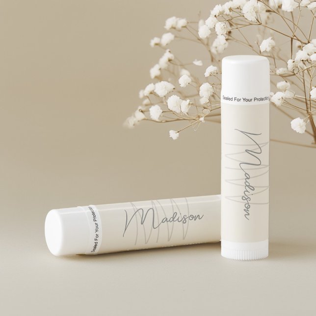 Modern Monogram Name Script Cream Lip Balm (Modern Monogram Name Script Cream Lip Balm)