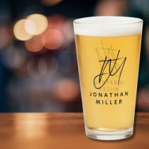 Modern Monogram Name Simple Beer Glass