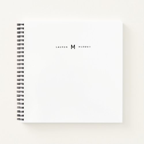 Modern Monogram Name Stylish Typography Notebook