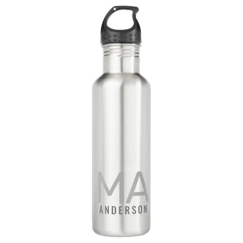 Modern Monogram Name Subtle Personalized  Stainless Steel Water Bottle