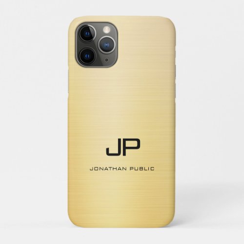 Modern Monogram Name Template Elegant Gold iPhone 11 Pro Case
