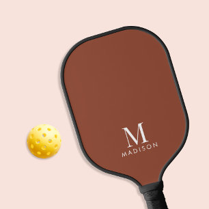 Modern Monogram Name Terracotta Pickleball Paddle