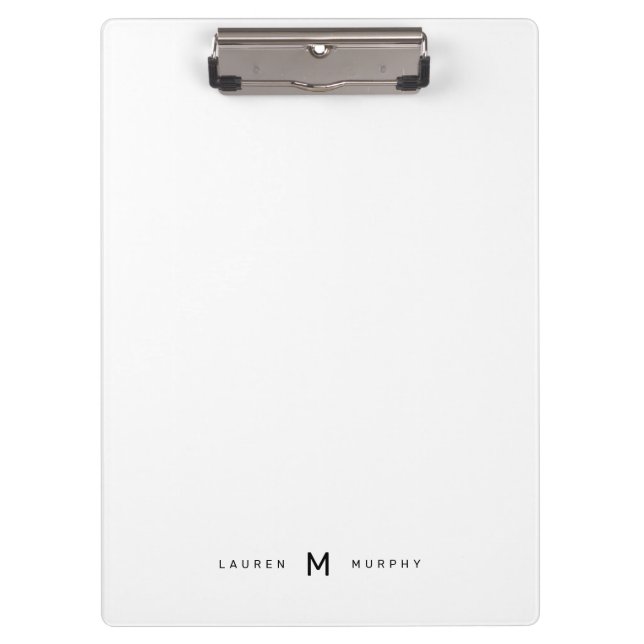 Modern Monogram Name Trendy Typography Clipboard (Front)