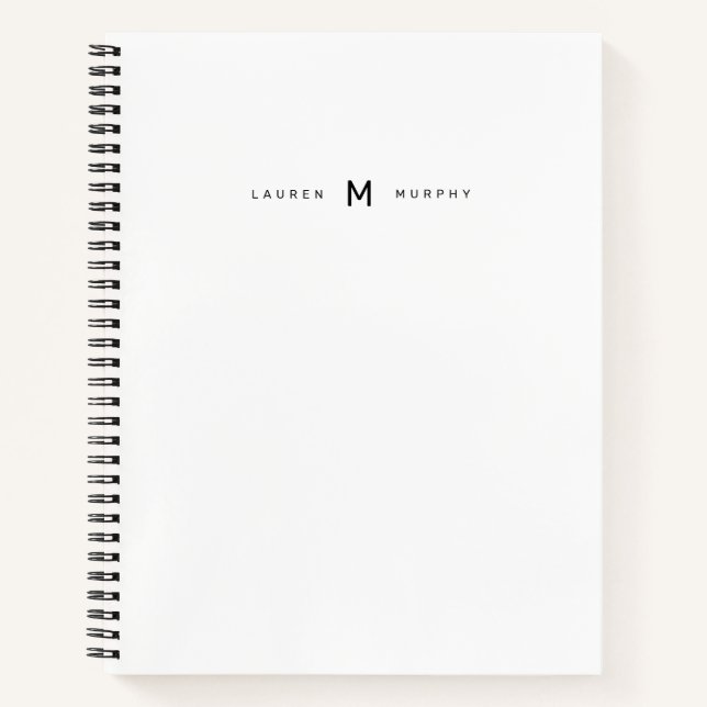 Modern Monogram Name Trendy Typography Notebook (Front)