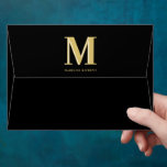 Modern monogram name typography gold black envelope<br><div class="desc">Modern monogram name typography gold black envelope</div>