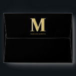 Modern monogram name typography gold black envelope<br><div class="desc">Modern monogram name typography gold black envelope</div>