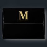 Modern monogram name typography gold black envelope<br><div class="desc">Modern monogram name typography gold black envelope</div>