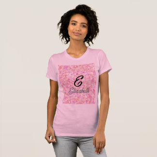 Modern Monogram Name Watercolor Pink Yellow Spots T-Shirt