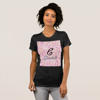Modern Monogram Name Watercolor Pink Yellow Spots T-Shirt