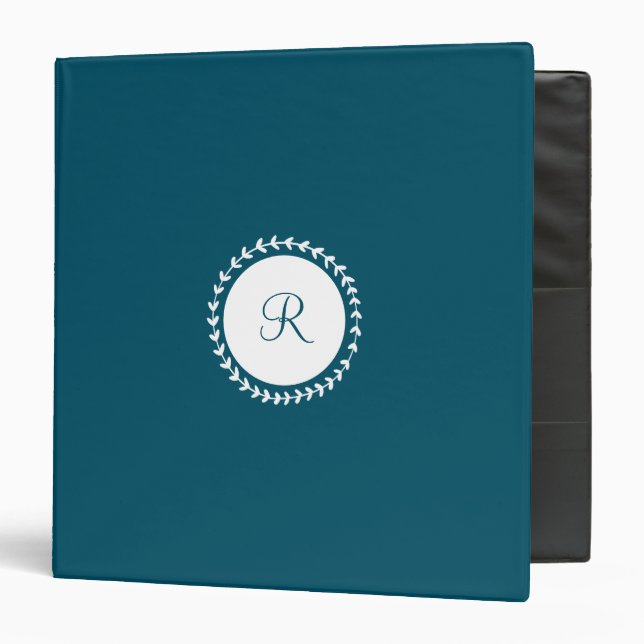Modern Monogram Navy Blue 3 Ring Binder (Front/Inside)