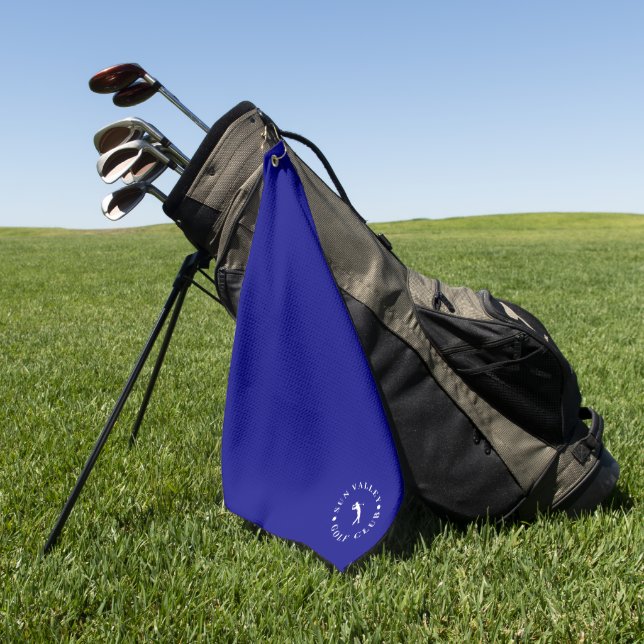 Modern Monogram Navy Blue and White Golf Towel (Green)