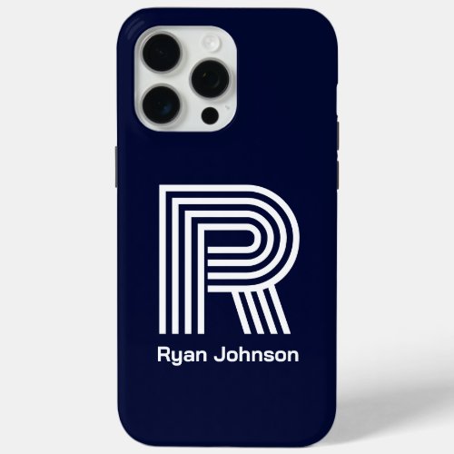 Modern Monogram Navy Blue  iPhone 15 Pro Max Case