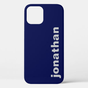 Modern Monogram Navy Blue iPhone 12 Pro Case