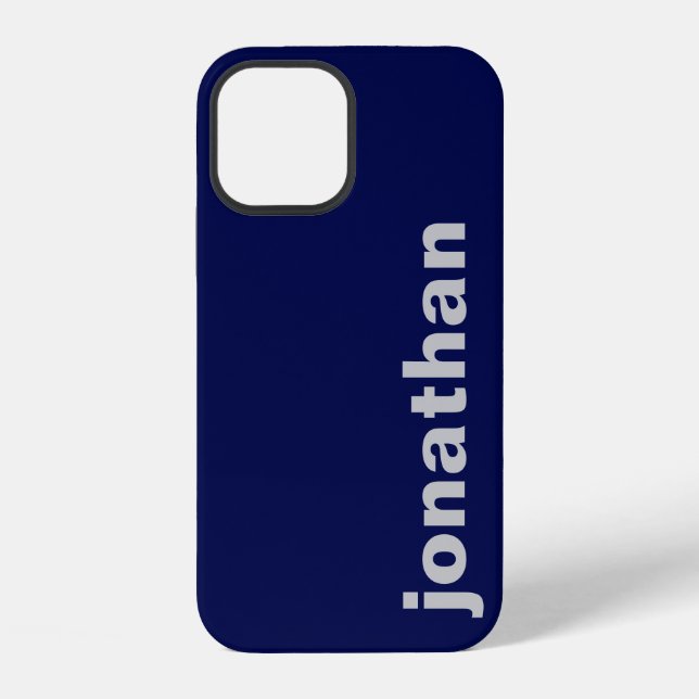 Modern Monogram Navy Blue Iphone Case (Back)