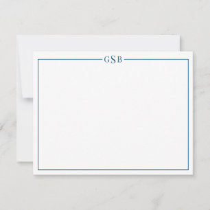 Modern Monogram Navy Blue Personal Stationery Note