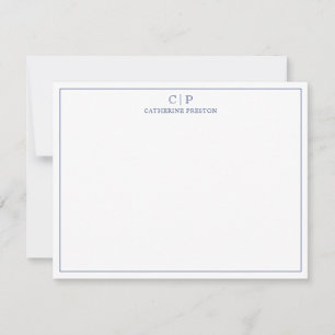 Modern Monogram Navy Blue Personal Stationery Note Card