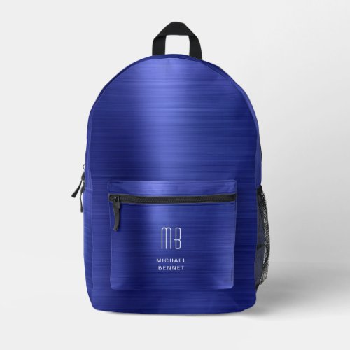 Modern Monogram Navy Blue Printed Backpack