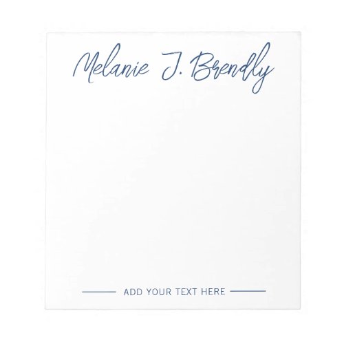 Modern Monogram Navy Blue White Notepad