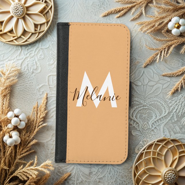  modern monogram Neutral orange  iPhone Wallet Case (Creator Uploaded)