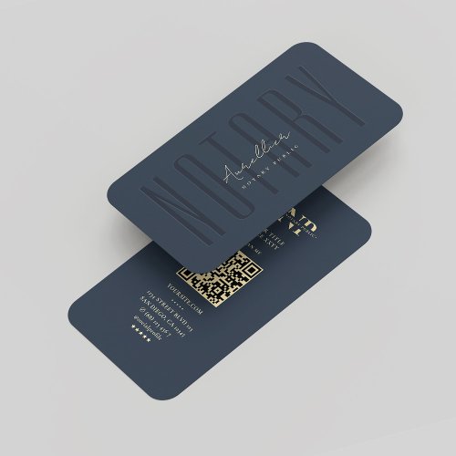 Modern Monogram Notary Public Dark Blue Gold Business Card