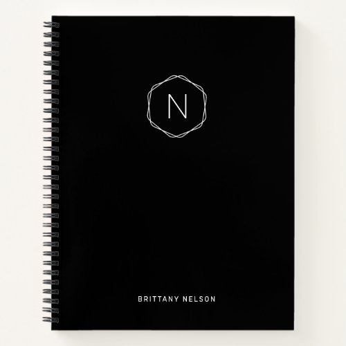 Modern Monogram Octagon Black White Notebook