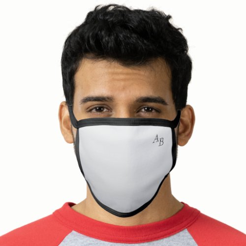 Modern monogram on abstract silver grey gradient face mask