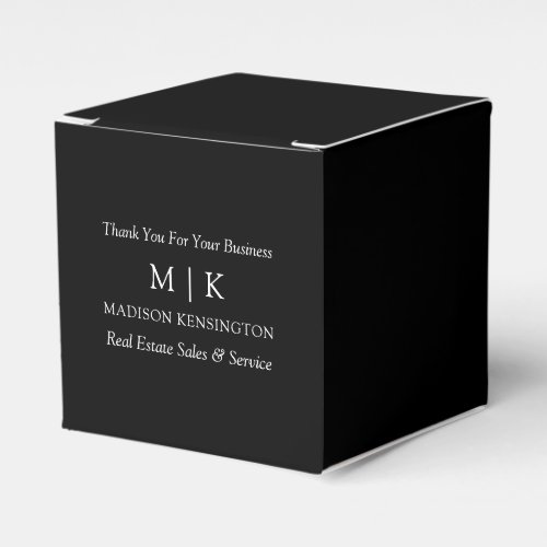 Modern Monogram or Add Logo Business Black Small Favor Boxes