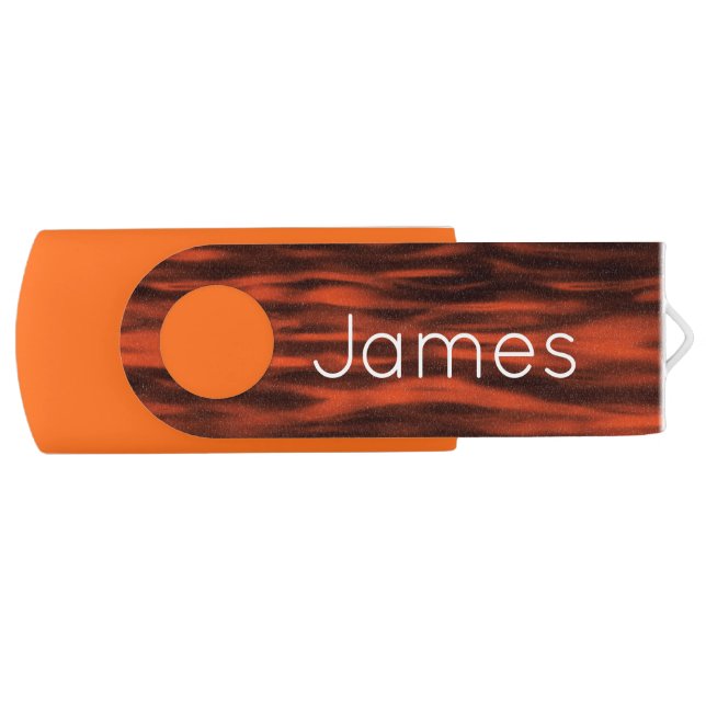 Modern Monogram Orange Waves USB Flash Drive 128gb (Front)