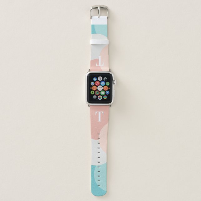 Modern monogram pastel design Apple watch bands (Front)