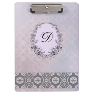 Modern Monogram Pattern  Vintage Winter Flowers Clipboard