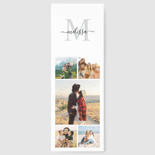 Modern Monogram Personalized 5 Photo Collage Bookmarks