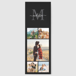 Modern Monogram Personalized 5 Photo Collage Bookmarks