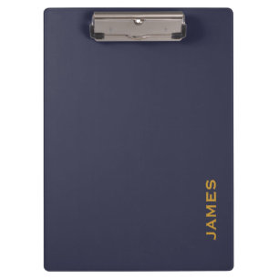 Modern Monogram Personalized Blue and Gold Clipboard