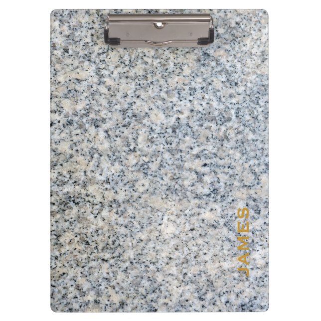 Modern Monogram Personalized Granite and Gold Clipboard (Front)